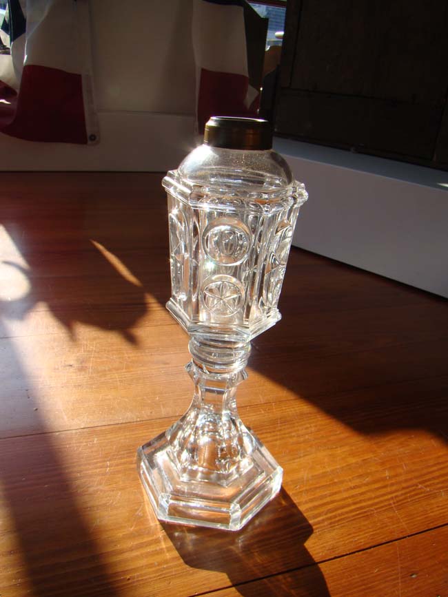 A 19th century Sandwich Glass Whale Oil Lamp